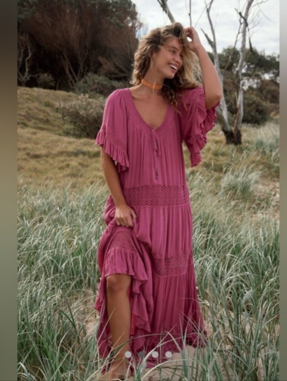 NWT FREE PEOPLE Dream On Maxi Dress in Soothing Petals Size L MSRP $108 - Picture 4 of 6